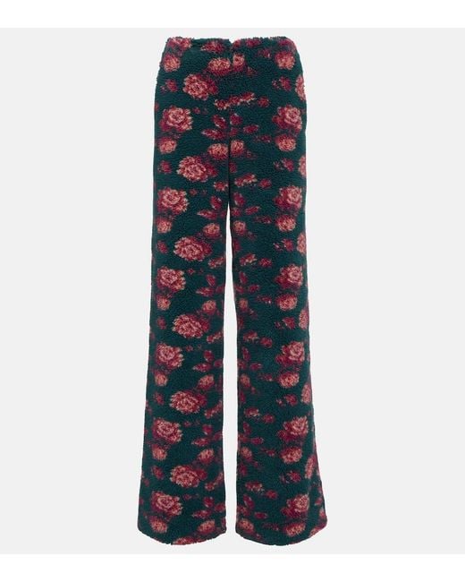 Magda Butrym Blue High-Rise Floral Teddy Straight Pants