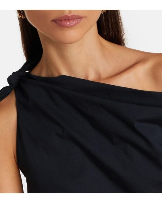 Staud Black Bellaria Asymmetric Cotton Top