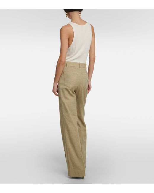 Pantalon evase a taille haute en laine Victoria Beckham en coloris Natural