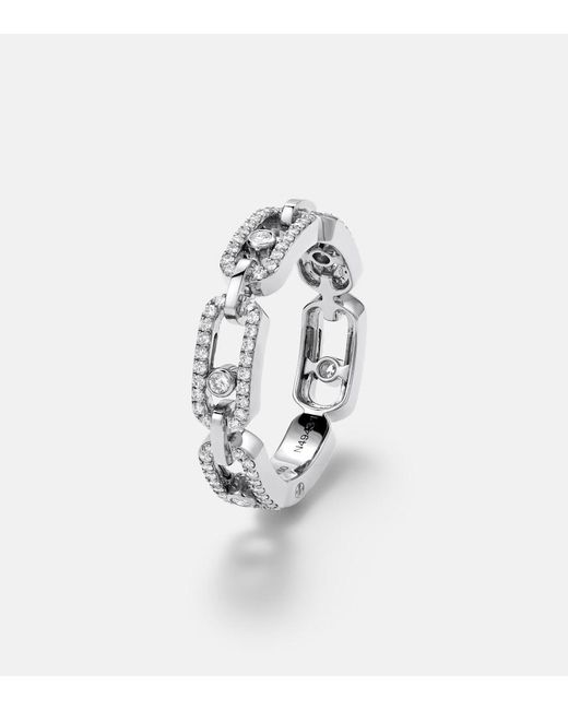 Messika White Move Link 18Kt Ring With Diamonds