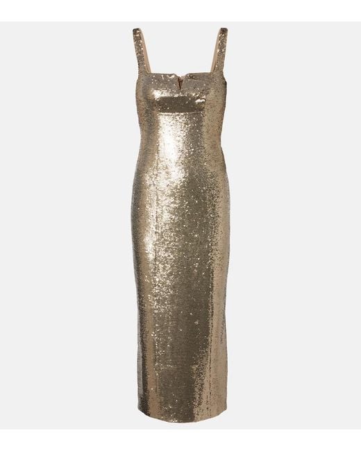 Roland Mouret Natural Sequined Midi Dress