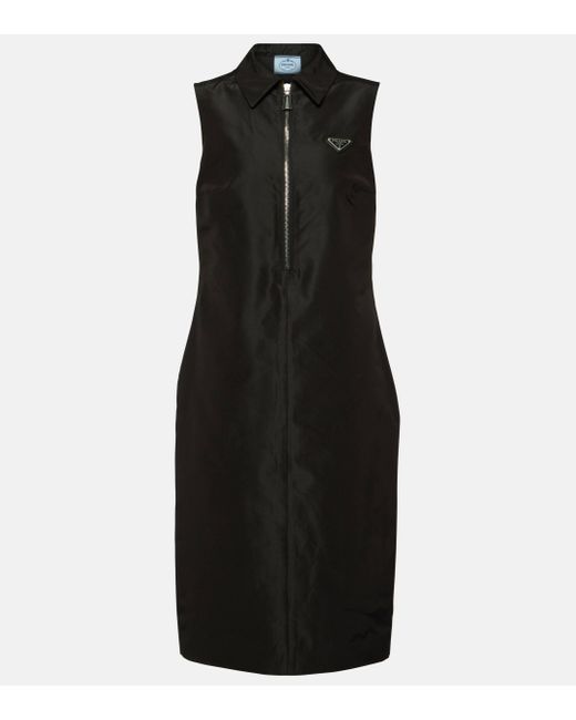 Prada Black Half-zip Silk-blend Midi Dress