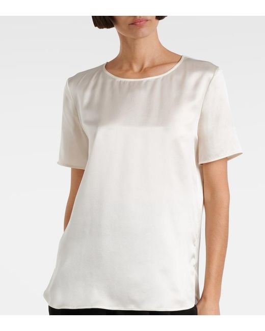 Max Mara White Dida Silk Satin T-Shirt