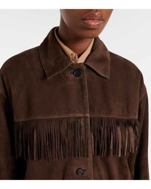Nili Lotan Brown Foudre Fringed Suede Jacket