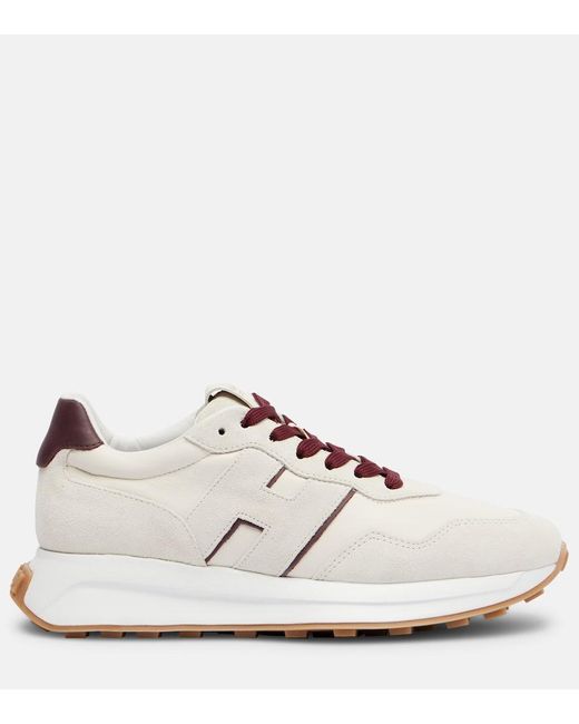 Hogan White Plateau-Sneakers H641 Aus Veloursleder
