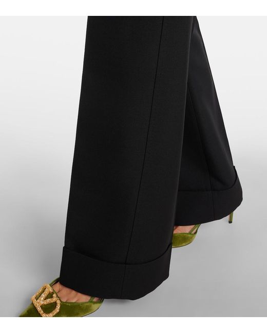 Valentino Black Wool And Silk Wide-Leg Pants