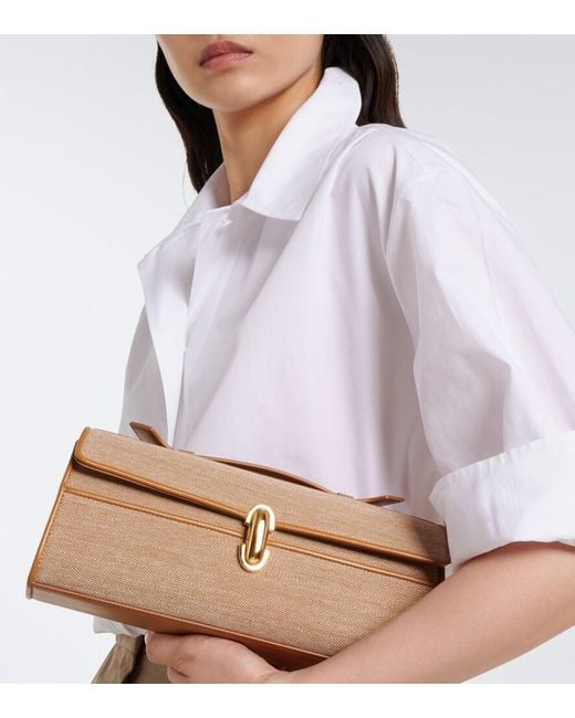 SAVETTE Brown Symmetry Slim Medium Canvas Top-Handle Bag