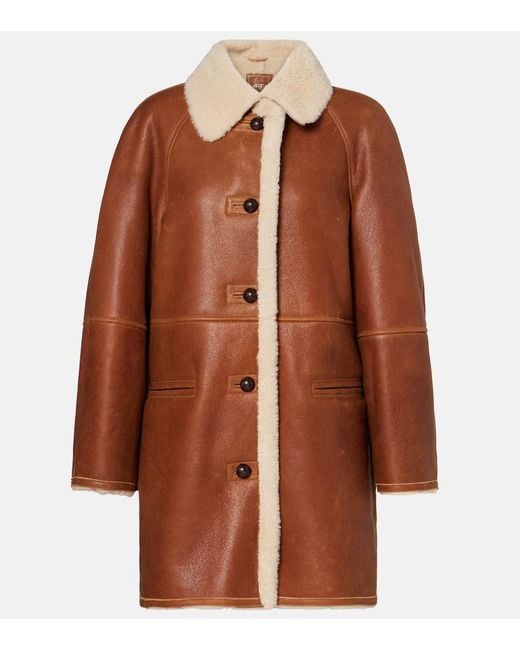 Abrigo Berthie De Piel Con Borrego Isabel Marant de color Brown