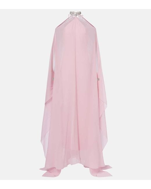 ‎Taller Marmo Pink Sza Sza Crepe Chiffon Kaftan