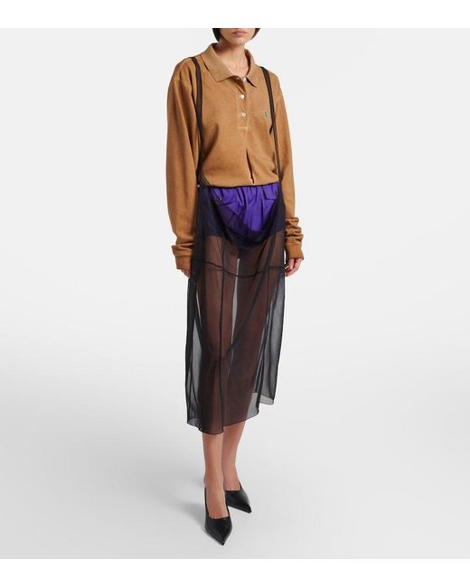 Prada Gray Sheer Midi Skirt