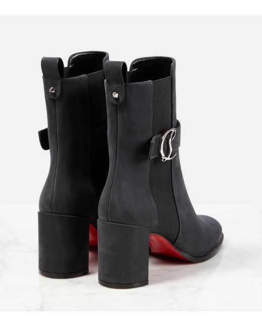 Christian Louboutin Black Cl Chelsea Booty Suede Ankle Boots