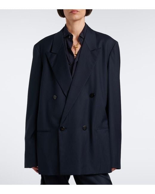 Gucci Blue Double-Breasted Oversized Wool Blazer