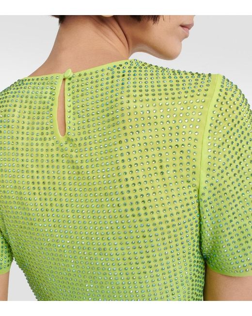 Self-Portrait Green Crystal-Embellished Crop Top