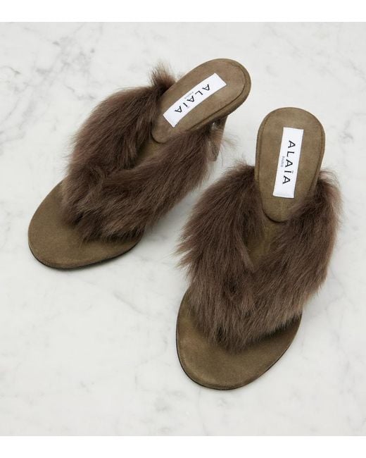 Alaïa Brown Mules Aus Shearling