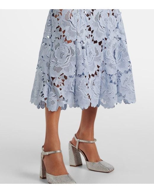 Self-Portrait Blue Floral Lace Cocktail Dress