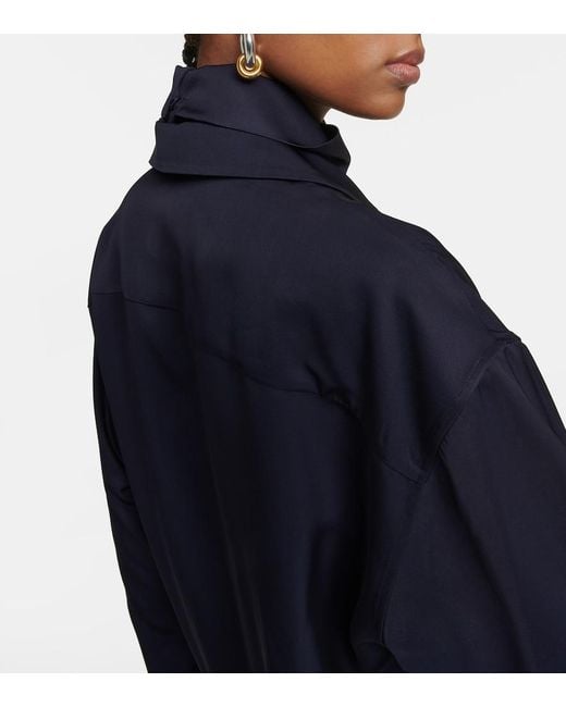 Jil Sander Blue High-Neck Satin Minidress