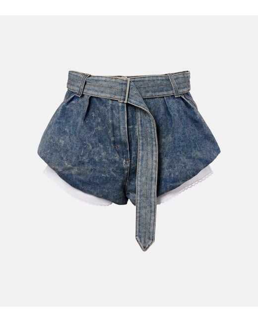 Magda Butrym Blue Belted Denim Shorts