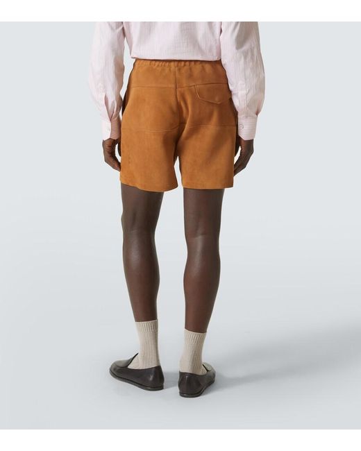 Auralee Orange Suede Shorts for men
