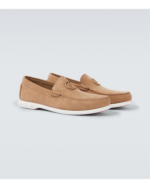 Christian Louboutin White Moonboat Leather Boat Shoes for men