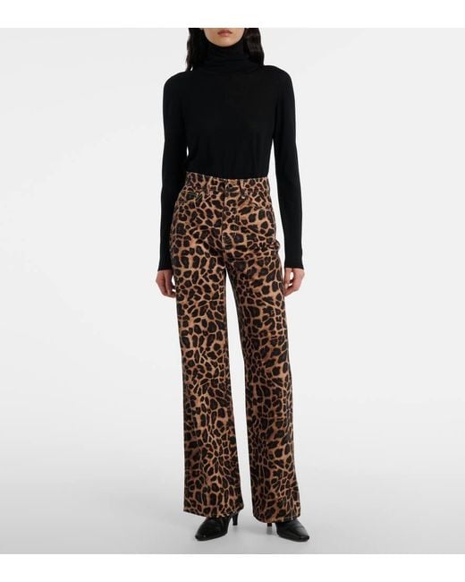Pantalon Ample A Motif Leopard Veronica Beard en coloris Brown