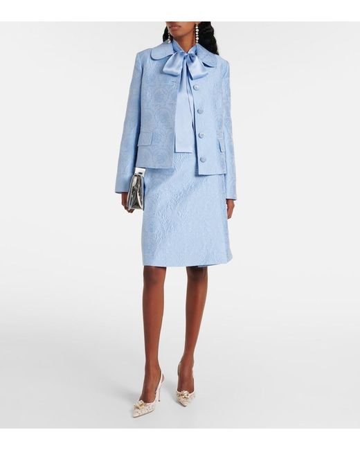 Dolce & Gabbana Blue Cotton And Silk-Blend Jacquard Jacket