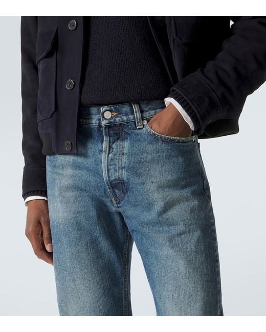 Thom Sweeney Blue Mid-Rise Straight Jeans for men