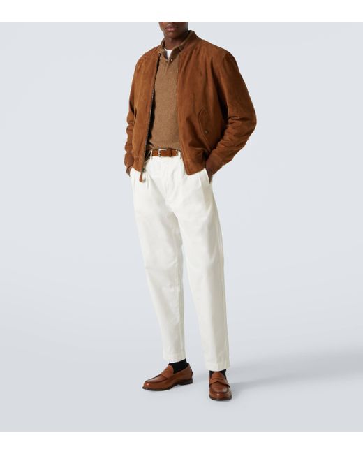 Polo Ralph Lauren Logo Suede Bomber Jacket in Brown for Men | Lyst UK 