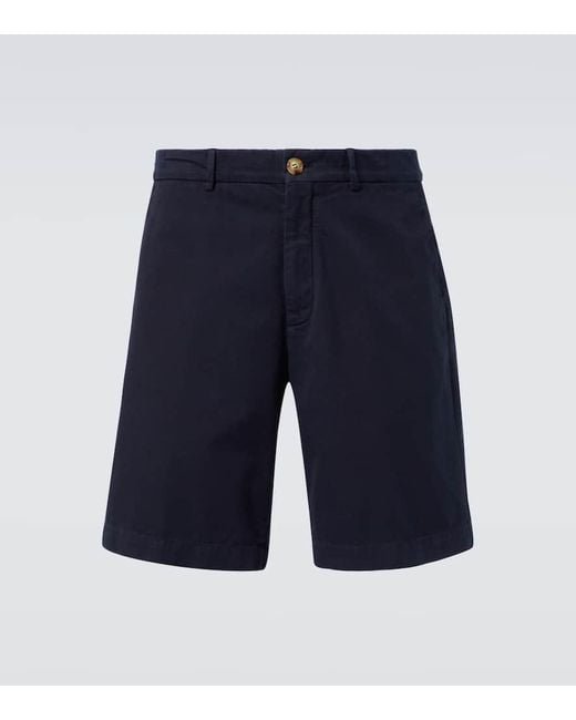 Brunello Cucinelli Cotton Gabardine Bermuda Shorts in Blue für Herren