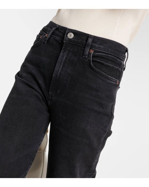 Agolde Black Harper Mid-rise Straight Jeans