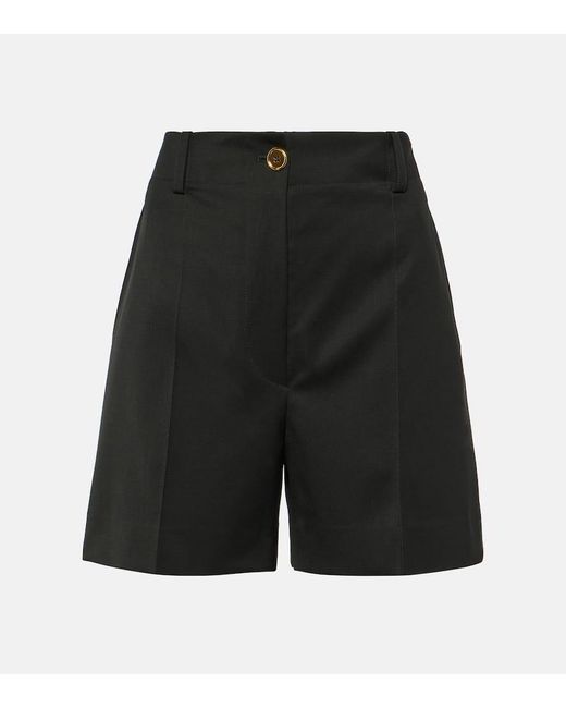 Patou Black Mid-rise Wool-blend Bermuda Shorts