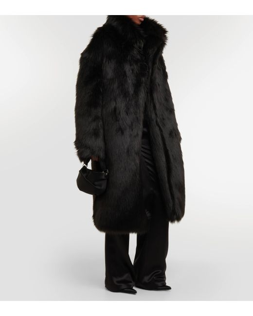 Costarellos Black Margot Faux Fur Coat
