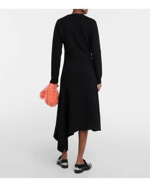 Vestido midi de lana asimetrico Jil Sander de color Black
