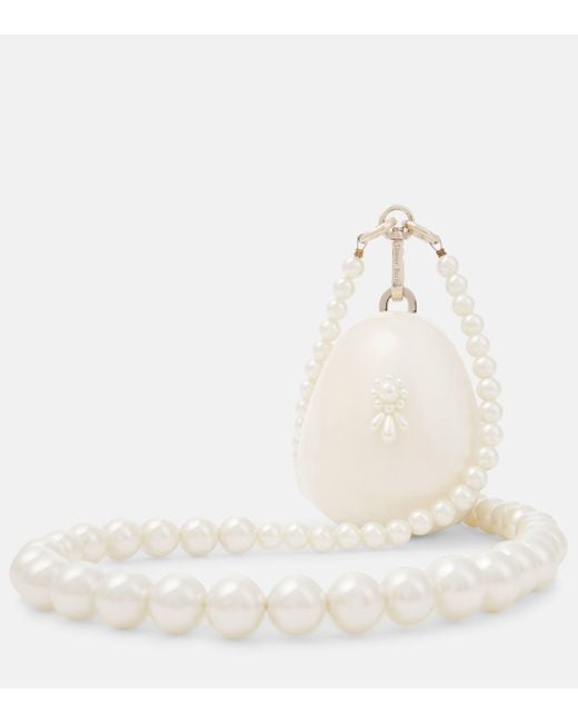 Simone Rocha White Nano Egg Pearl-embellished Clutch