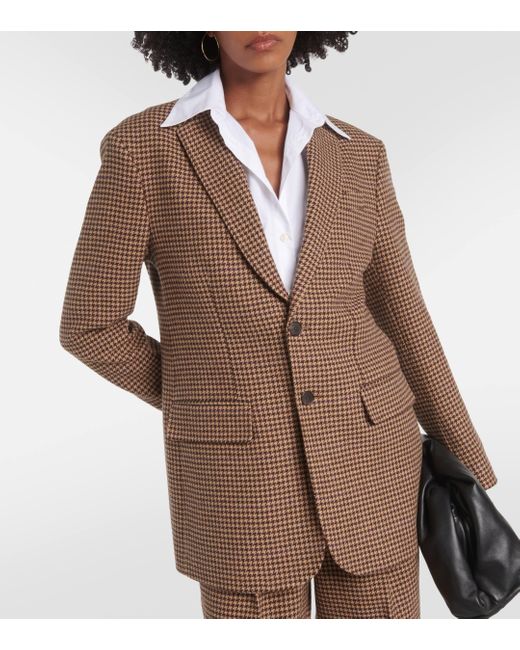 Polo Ralph Lauren Brown Houndstooth Tweed Cotton-wool Blazer