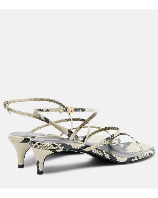 Khaite Metallic Loop 35 Snake-Effect Leather Sandals