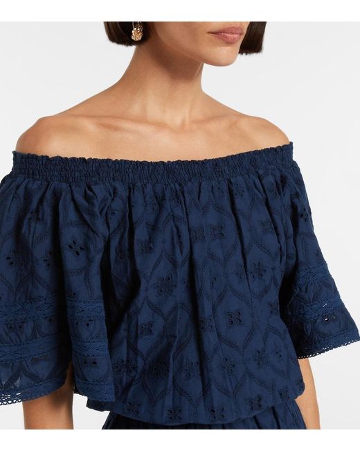 Melissa Odabash Blue Micha Broderie Anglaise Cotton Minidress