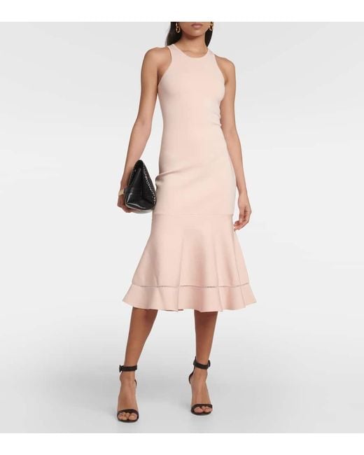 Victoria Beckham Pink Flared Midi Dress