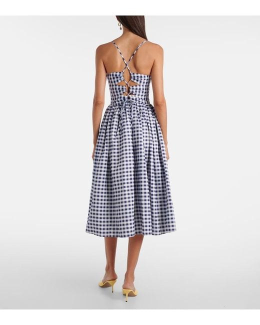 Self-Portrait Blue Gingham Midi Dress