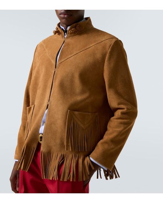 Valentino Brown Fringed Suede Jacket for men