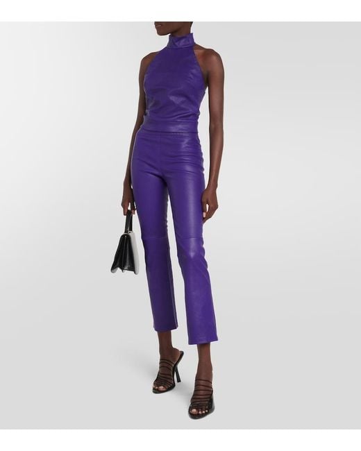 Stouls Purple Vicky Halterneck Leather Top