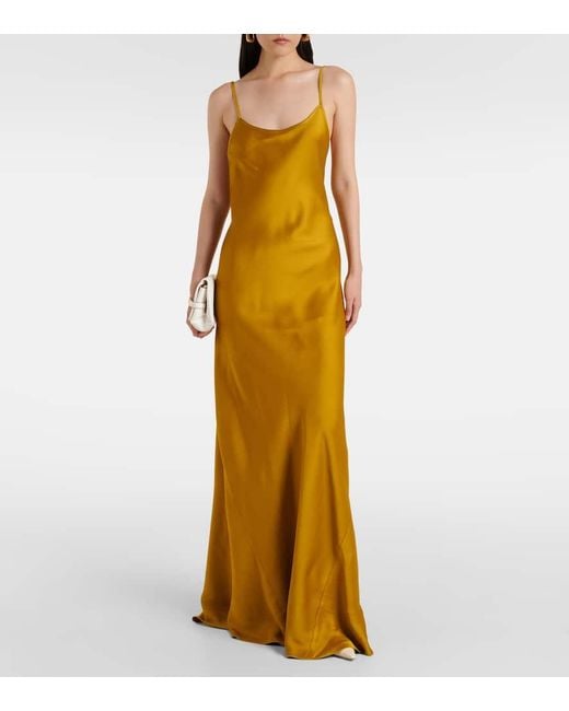 Victoria Beckham Yellow Satin Crepe Slip Dress