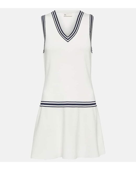Vestido corto de tenis de jersey Tory Sport de color White