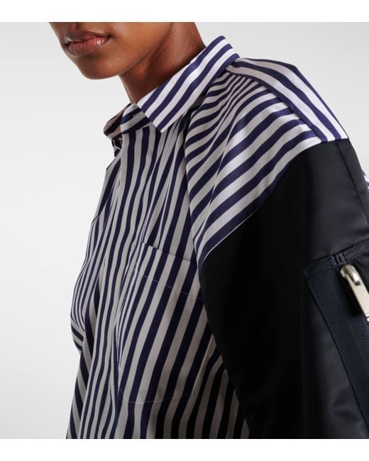 Sacai Blue Poplin And Twill Shirt