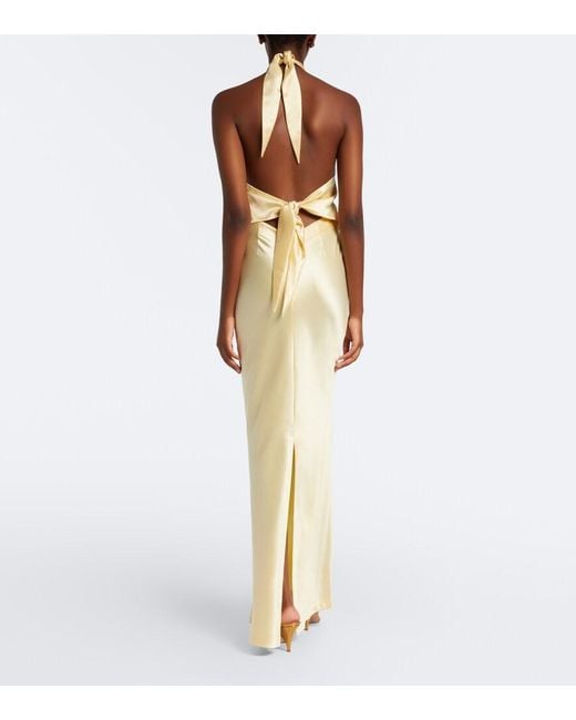 retroféte White Ester Halterneck Satin Gown
