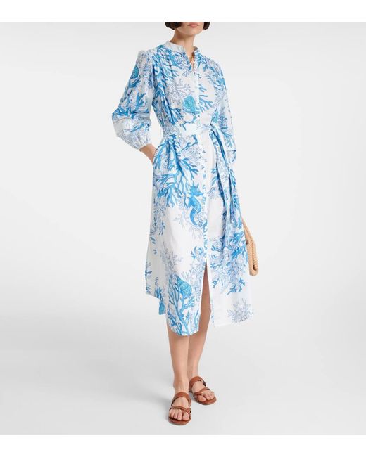 Poupette Blue Hemdblusenkleid Cathy Aus Baumwolle