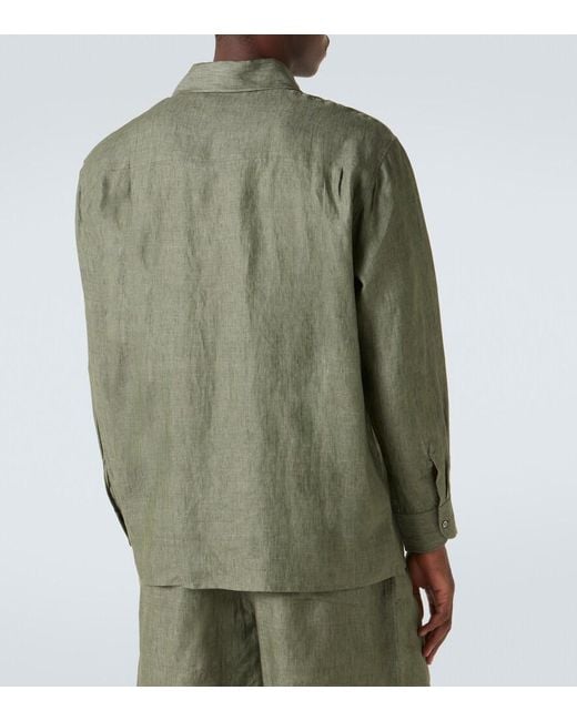 Saman Amel Green Resort Linen Shirt for men