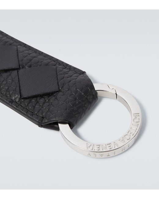 Bottega Veneta Black Intrecciato Leather Keychain for men