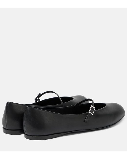Max Mara Black Leather Mary Jane Ballet Flats