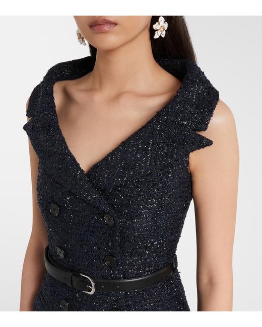 Vestido Midi De Boucle Con Cinturon Self-Portrait de color Blue