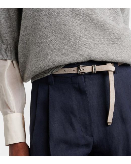 Brunello Cucinelli Natural Monili Suede Belt